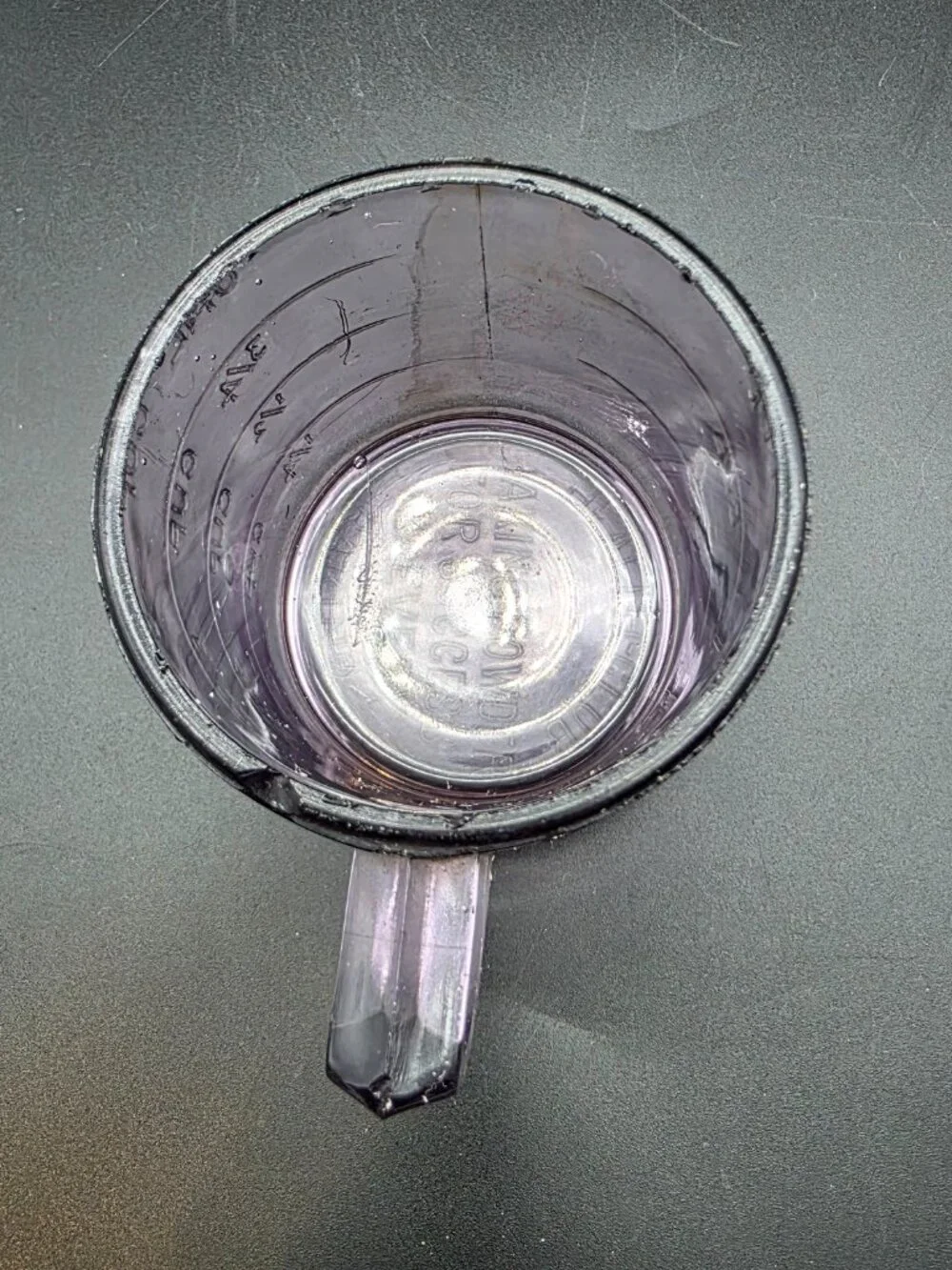 VINTAGE RARE purple GLASS 1-CUP MEASURING CUP Embossed